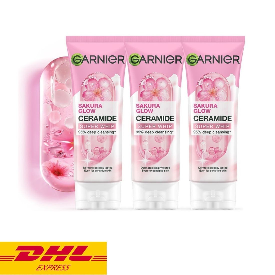 Garnier Sakura Glow Ceramide Super Whip Face Wash 100ml (1dozen)